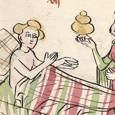 Didon malade d'amour (Hendrik von Veldeke, Heidelberg, Cod. Pal. germ. 403, f27r)