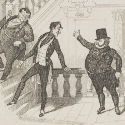 Dr Slammers's Defiance of Jingle (M. Pickwick, éd. 1837, Le Dr Slammers défie Jingle) - Seymour