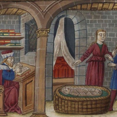 L'enfant de Pollion (Virgile, Bucoliques, 4e églogue, Escurial RBME S-II-19, f6r)