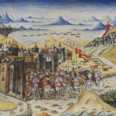 La guerre de Troie (Virgile, Énéide, I, Escurial RBME S-II-19, f53r)
