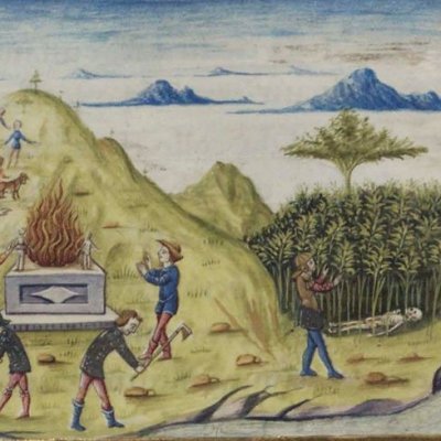 Escale en Thrace. Sacrifice à Polydore (Virgile, Énéide, II, Escurial RBME S-II-19, f80v)