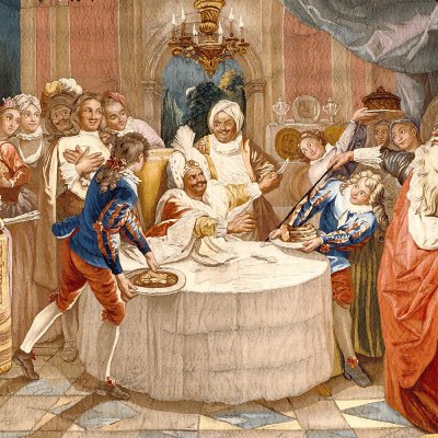 Le repas de Sancho dans l'île de Barataria (Tenture de l'Histoire de don Quichotte) - d'après Coypel