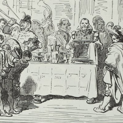 Repas de Sancho, gouverneur de Barataria (Don Quichotte, éd. 1863) - Gustave Doré