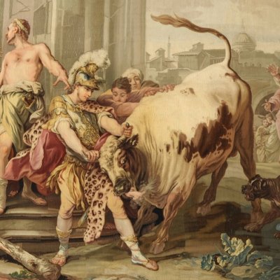 Thésée vainqueur du taureau de Marathon (Tenture de l'Histoire de Thésée) - d'après Vanloo