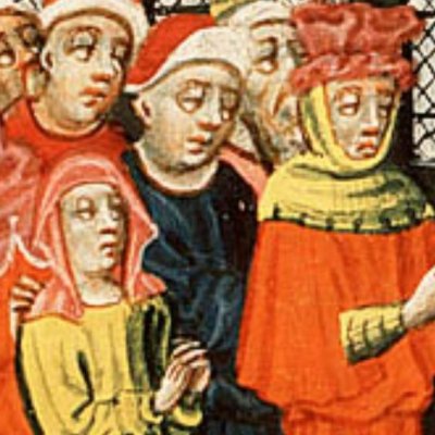 Les Pharisiens amènent une femme accusée d'adultère devant le Christ (Bible d’Utrecht, KB 78D38 II, F175r)