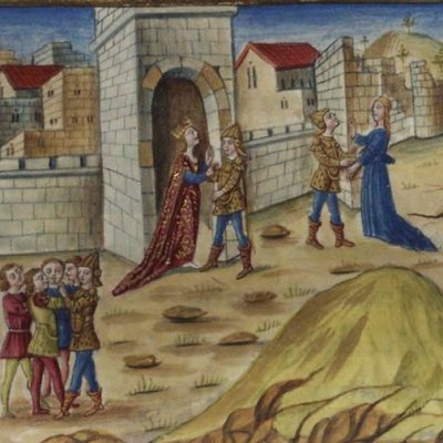 Départ d'Énée. Les Troyens quittent Carthage (Virgile, Énéide, IV, Escurial RBME S-II-19, f101v)