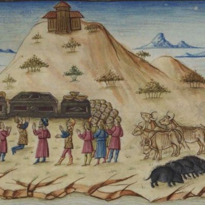 Sacrifice à Anchise en Sicile (Virgile, Énéide, V, Escurial RBME S-II-19, f107v)