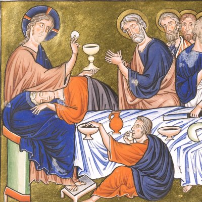 La Cène (Psautier d'Ingeburge, f23r)