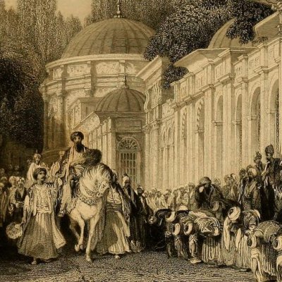 Mosquée Eyüp Sultan. Fontaine et rue des tombeaux (Constantinople and the scenery…) - Thomas Allom