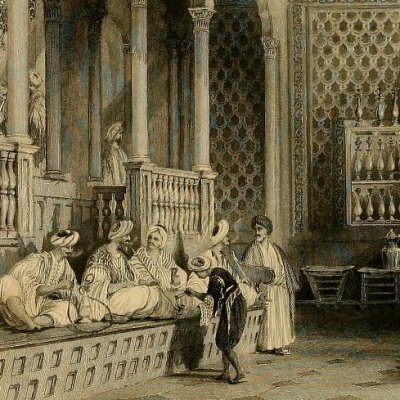 Intérieur d'un caffinet (café) turc (Constantinople and the scenery…) - Thomas Allom