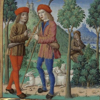 Palémon ne tranche pas entre Damétas et Ménalque (Virgilii opera, Dijon Ms 493, 3e églogue)