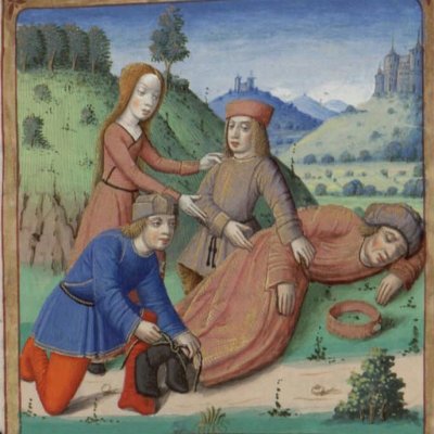 L'ivresse de Silène (Virgilii opera, Dijon Ms 493, 6e églogue)