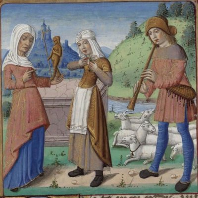 La flûte de Damon et les incantations d'Alphésibée (Virgilii opera, Dijon Ms 493, 8e églogue)