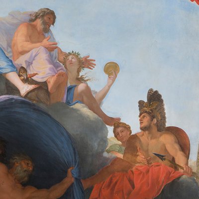 Jupiter, Junon et les autres dieux reçoivent Hercule et lui amènent sa nouvelle épouse (Galerie d'Hercule, Hôtel Lambert) - Le Brun