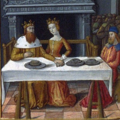 Esther et Assuérus. Le Festin d'Esther (Fleur des histoires, Bnf Fr55 f.129v)