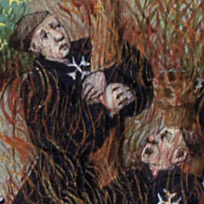 Supplice des Templiers (Boccace, De Casibus, Bnf Fr236, f.215v)