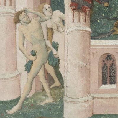 Adam et Eve chassés du Paradis (Boccace, De casibus, Bnf Fr226, f6v) - Maître de Rohan