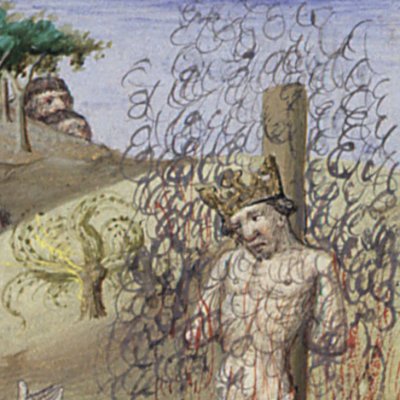 Crésus sauvé du bûcher par la pluie (Boccace, De Casibus, Bnf Fr235, f76v)