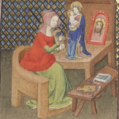 Irène, femme de Cratinos, peintre grecque (Boccace, Des cleres et nobles femmes, Bnf Fr12420, f92v)