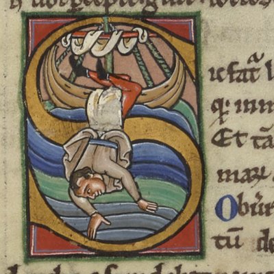 La chute de Palinure, S historié du livre 6 (Virgile, Bnf Latin 7936, f43r)