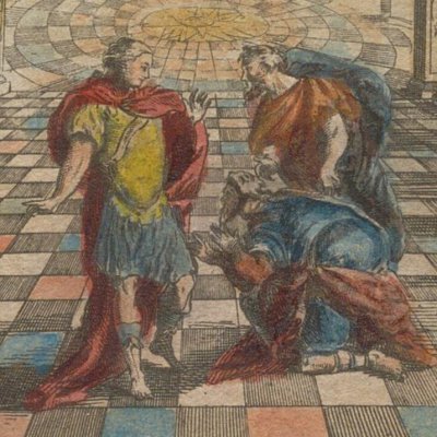 Décoration de théâtre représentant le palais d'Œdipe à Thèbes (Vues d'optique) - Huquier