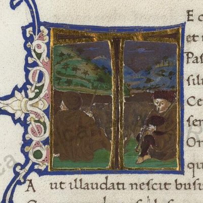Garder les troupeaux (Vergilii opera, Vatican, Reg.Lat.1988, Géorgiques 3, f35v) 