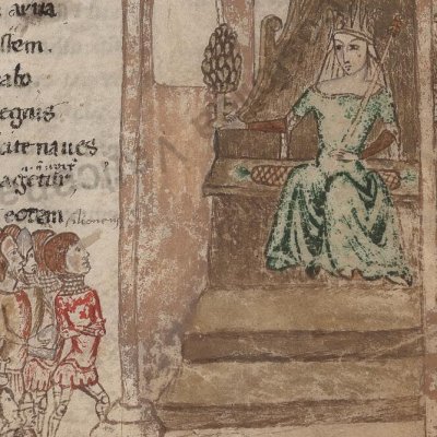 Didon accueille les Troyens devant le temple de Junon (Énéide, Vatican, Vat.Lat.2761, f9r)