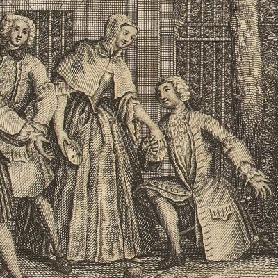 Frontispice de L'Indiscret, Œuvres de Voltaire, éd. 1747 - Bernigeroth