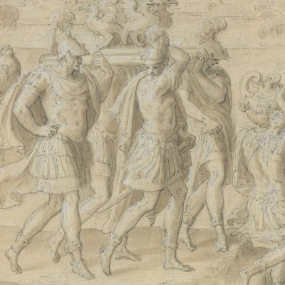 Les apprêts du banquet funéraire (Histoire de la reine Artémise, f6r) - Antoine Caron