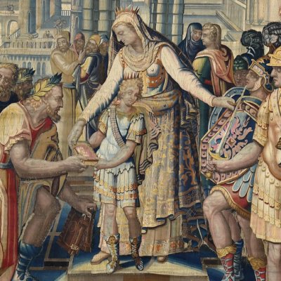 La remise du livre et de l'épée (Tenture de l'Histoire d’Artémise) - d’après Antoine Caron