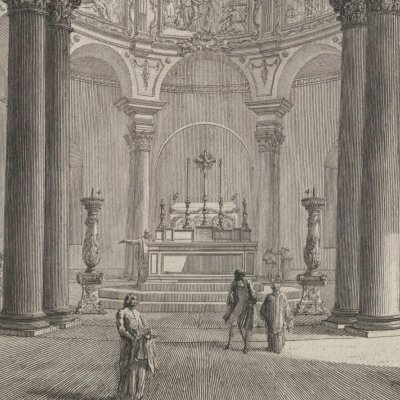 Temple de Bacchus, en fait Vue intérieure du tombeau de Constance (Vedute di Roma) - Piranèse