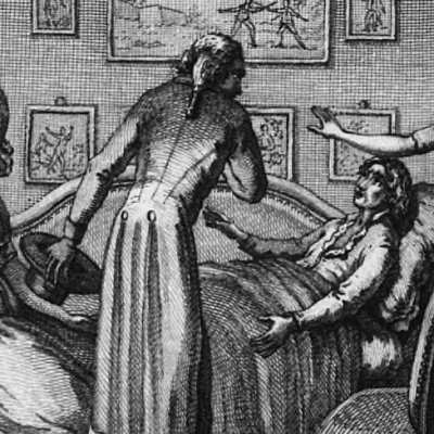 Malcolm révèle ses secrets (Radcliffe, Athlin et Dunbayne t2, Paris, Testu, 1797) - Voysard d'après Desrais