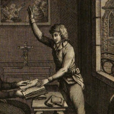 Paul jure devant l'abbé Rendu (Paul, t2, Le Prieur, An X - 1802) - Bovinet d'après Binet