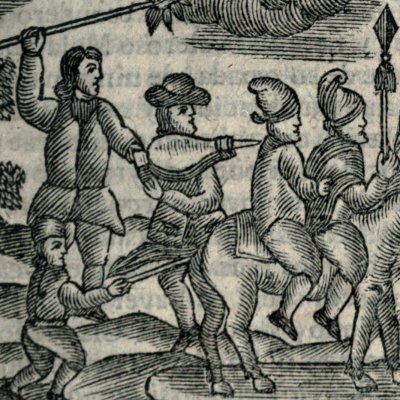 Don Quichotte et Sancho montés sur Clavilène (Don Quichotte, Barcelone, Juan Jolis, 2, 41)