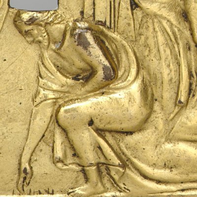 Plaquette de bronze représentant le Christ et la femme adultère - d'après Valerio Belli