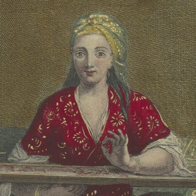 Fille turque qui brode (Recueil de cent estampes… nations du Levant, n°52) - Du Bosc d'après Van Mour