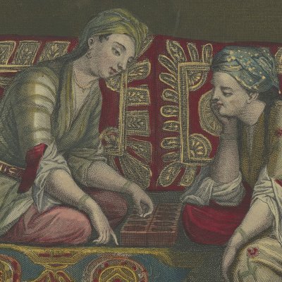 Filles turques qui jouent au Mangala (Recueil de cent estampes… nations du Levant, n°53) - d'après Van Mour