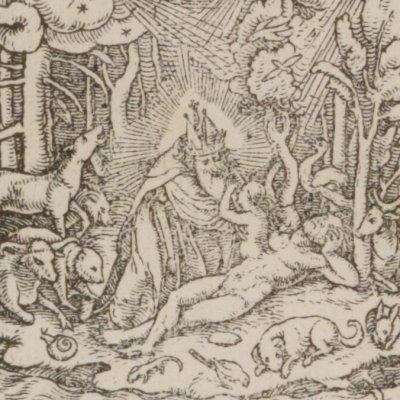 La création de la femme (Les simulachres & historiees faces de la mort) - Lützelburger d'après Holbein