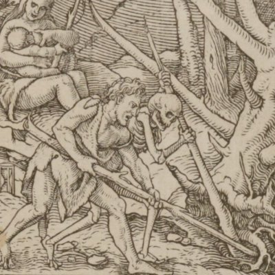 Malédiction du travail terrestre (Les simulachres & historiees faces de la mort) - Lützelburger d'après Holbein