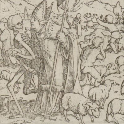 Je frapperai les prêtres ! (Les simulachres & historiees faces de la mort) - Lützelburger d'après Holbein