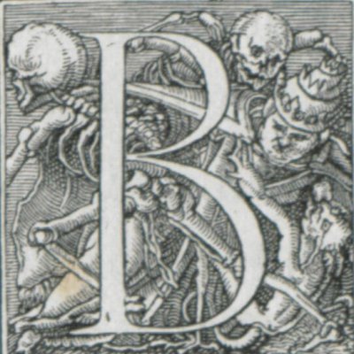 Bonorum mors… (Montaiglon, Alphabet de la mort de Hans Holbein)