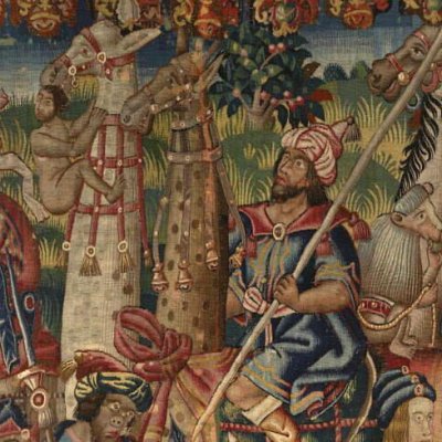 Départ pour la chasse, sur des girafes et des zèbres (Tenture du Voyage de Calicut) - Jean Grenier