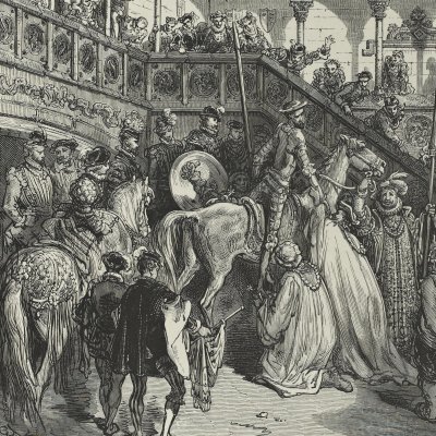 Arrivée de don Quichotte chez le duc et la duchesse (Don Quichotte, II, 31, éd. 1863) - Gustave Doré
