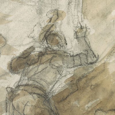 Pinabel est attiré par la lumière sortant de la grotte de Merlin (Dessins pour le Roland furieux) - Fragonard