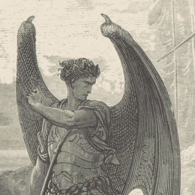 Satan turns away from Gabriel (Milton's Paradise Lost, 1866) - Gustave Doré