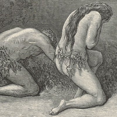 Michael comes to expel Adam and Eve from Eden (Milton's Paradise Lost, 1866) - Gustave Doré