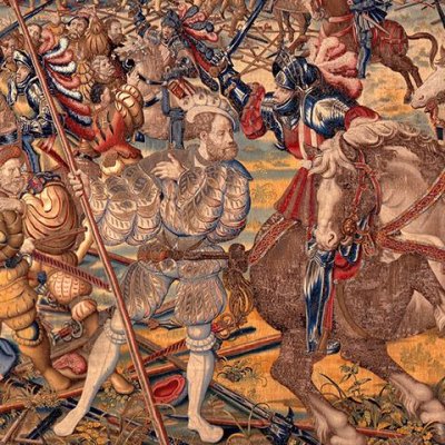 Défection des piquiers suisses à l'arrivée des Impériaux (Tenture de la bataille de Pavie) - Van Orley et Dermoyen