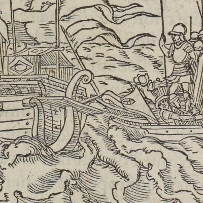Vers l'île Ferme (Amadis de Gaule, l2 ch1, éd. Longis, 1541)