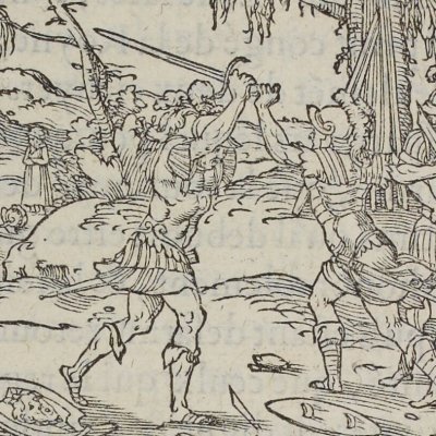 Combat d'Amadis contre le Patin (Amadis de Gaule, l2 ch5, éd. Longis, 1541)