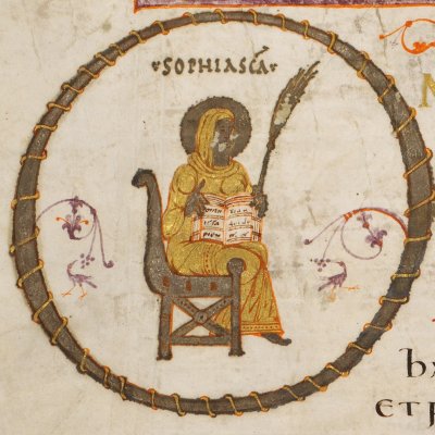 O historié avec la Sagesse siégeant. Ecclésiastique (Bible d'Alcuin à Bamberg, f260v)